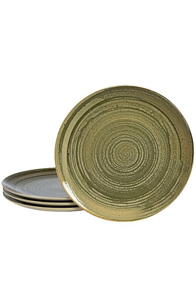 Cesiro Set of 4 wide plates, 26 cm, Sand, Cesiro, Ivory White and Greenish-gray