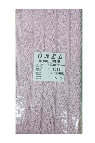 Hangora Lace Polyester Virtual Tulle Tape Light Pink 15 Meters Width 3 cm On-1518-Ap