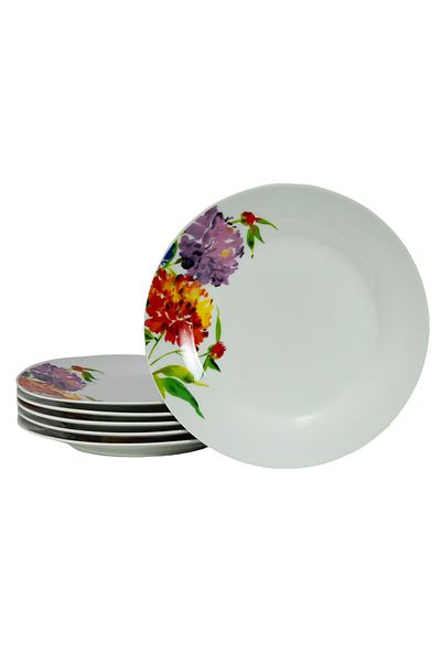 Cesiro Set Elegant de 6 Farfurii Intinse din Porțelan cu Motive Florale