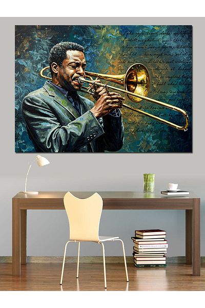 Tablomega Musician Playing Trombone Decorative Canvas - Mdf Wooden Painting