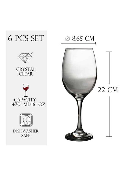 Cesiro Set of 6 glass stemmed glasses, 470 ml, Cesiro