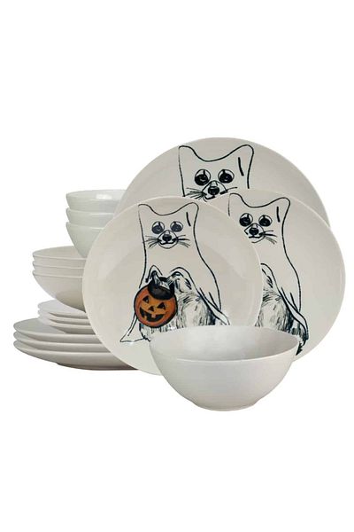 Cesiro 16-piece plate set, for 4 people, Pumpkin Cat, Cesiro, Ivoire with Cat