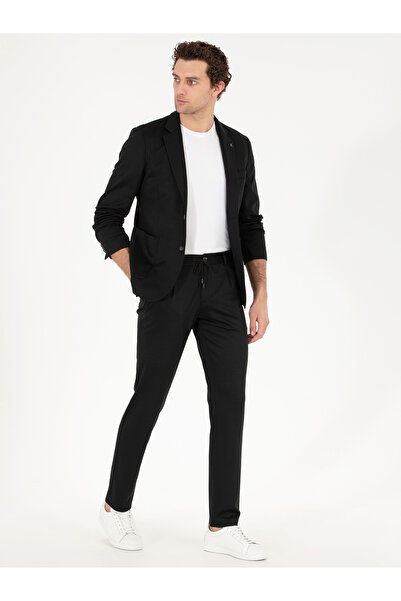 Cacharel Siyah Slim Fit Yün Karışımlı Kumaş Pantolon 50265279-VR046