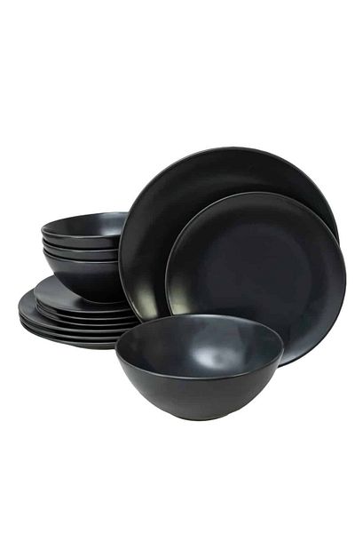 Cesiro 12-piece plate set, for 4 people, Anthracite, Cesiro, Matt Anthracite Grey