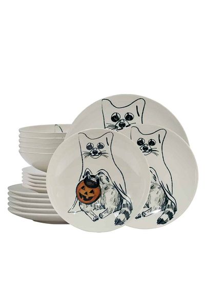 Cesiro 18-piece plate set, for 6 people, Pumpkin Cat, Cesiro, Ivoire with Cat