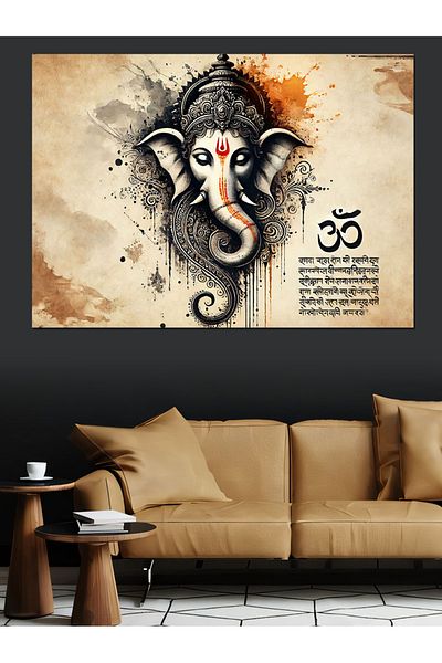 Tablomega Desenul Indian God Ganesha Canvas Decorativ - Pictură din Lemn MDF