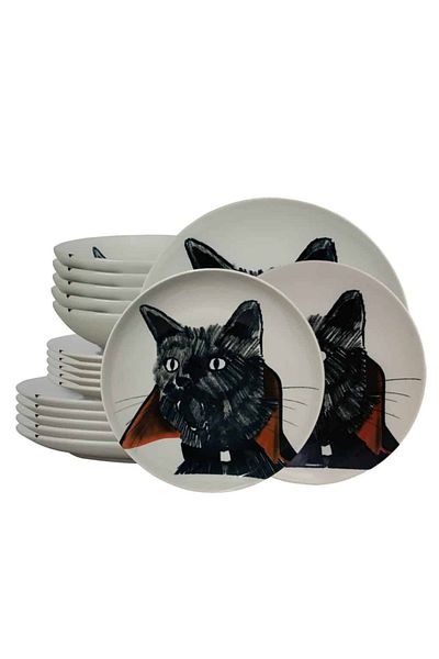 Cesiro 18-piece plate set, for 6 people, Dracula Cat, Cesiro, Ivoire with the Cat