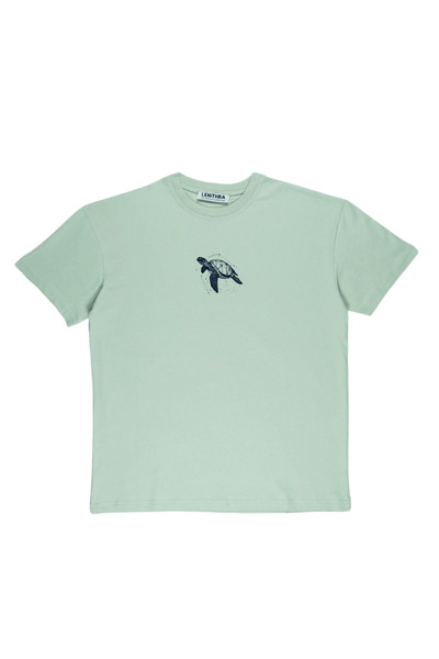 By Caspita Fashion Lenithra Turtle Front Štampano Unisex Oversize kroj Siva T...