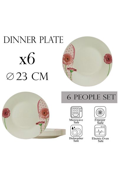 Cesiro Set of 6 wide plates 23 cm for 6 people - Elegance and Nature on the Table