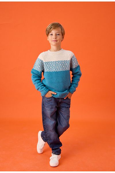 Nisrakids Pulover de tricotaj cu mânecă lungă cu model pentru băiat