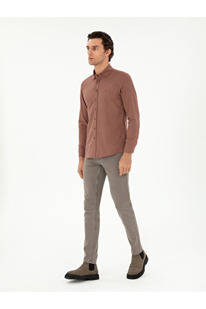 Cacharel Kiremit Slim Fit Uzun Kollu Gömlek 50291698-VR031
