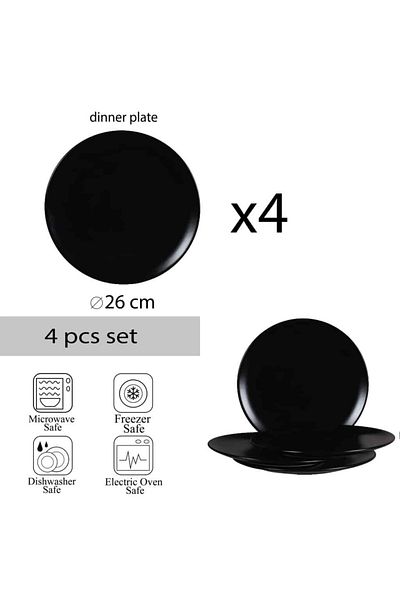 Cesiro Set of 4 Dinner Plates: Refinement in Matte Black Colors