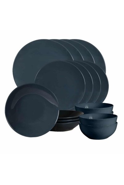 Cesiro 16-piece plate set, for 4 people, Anthracite, Cesiro, Glossy Grey