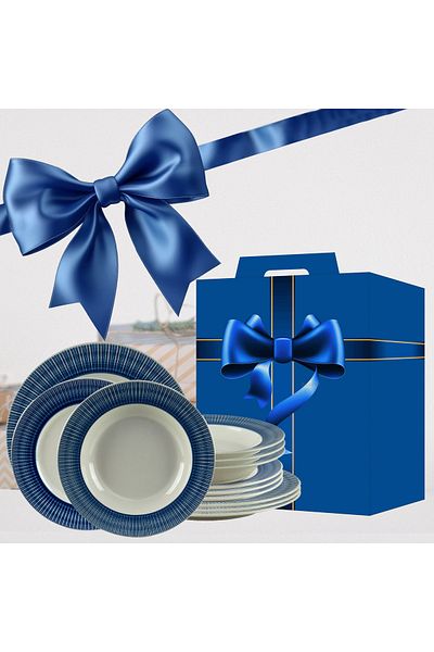 Cesiro Ivory Gift Set, 12 pieces, Ivory White with Blue