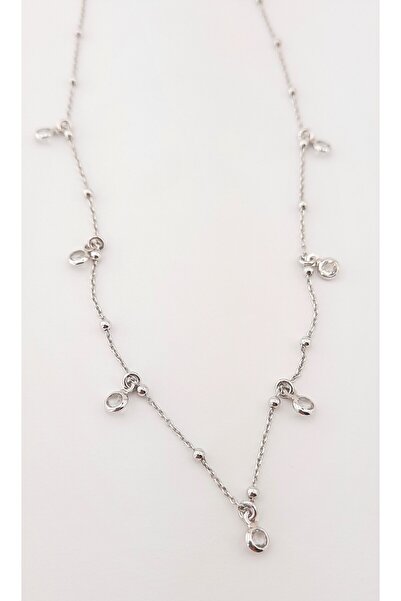 BESİM SİLVER Sallantılı Swarovski Taşlı Gümüş Zincir Kolye