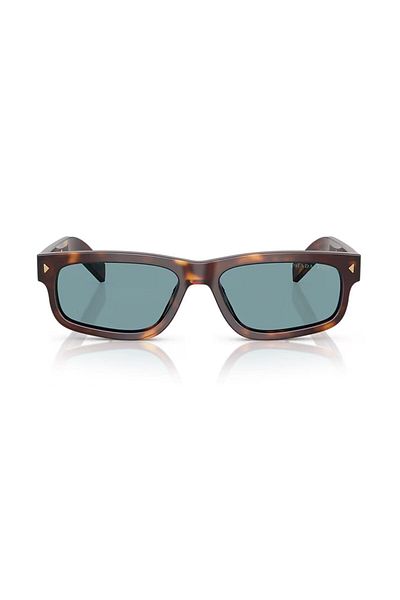 Prada Pr B11S 15W04D 55 Unisex Rectangular Brown Bone Sunglasses