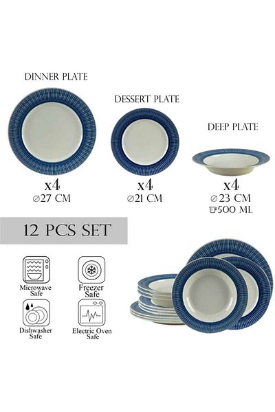 Cesiro Ivory Gift Set, 12 pieces, Ivory White with Blue