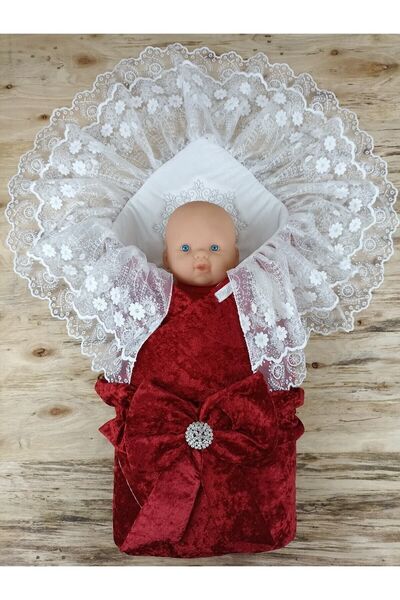 Tomuycuk Lacy Luxury Baby Swaddle Unisex Baby Outer Swaddle Blanket Hospital Exit Mevlütlük Swaddle