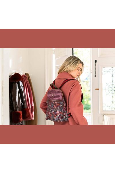 Pip Studio Rucsac Finlee damă, Pip Studio, Red, 28x11x36 cm, colecția Tutti i Fiori