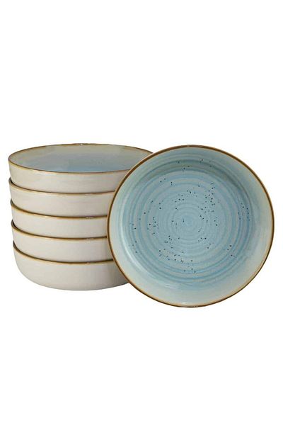 Cesiro Set of 6 deep plates 18 cm, Ivory with blue piping