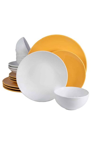 Cesiro 16-piece plate set, for 4 people, Summer Time, Cesiro, White/Yellow Rumen