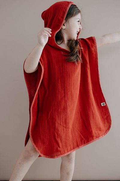 TBA COLLECTION Red Muslin Poncho