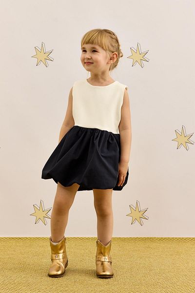Fahhar Kids Navy Blue Sleeveless Balloon Dress