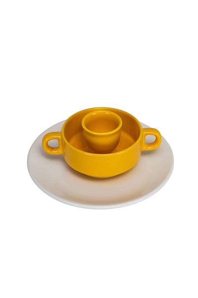 Cesiro 3-piece breakfast set, for one person, Cesiro, White/Yellow