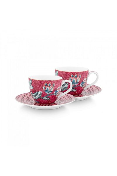 Pip Studio Set of 2 cups with saucers, Pip Studio, Flower Festival collection, 280ml