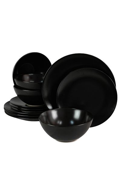 Cesiro 12-piece plate set, for 4 people, Abyss, Cesiro, Matte Abyss Black