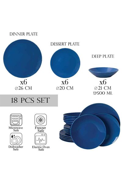 Cesiro 18-piece plate set, for 6 people, Blue sky, Cesiro, Blue