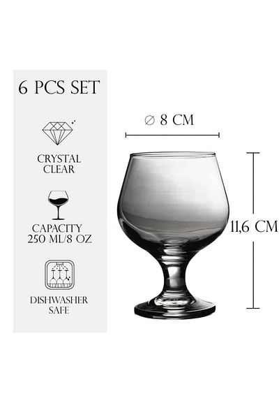 Cesiro Set of 6 240 ml glass glasses, Cesiro