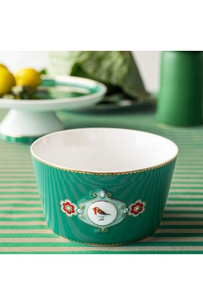Pip Studio Porcelain bowl, Pip Studio, Green, 15 cm, Love Birds collection