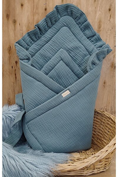 Tomuycuk Yeşil 4 Kat Müslin Bebek Battaniyesi - %100 Pamuklu Yenidoğan Uyku Kundağı & Hastane Çıkışı