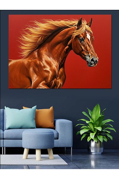 Tablomega Canvas Decorativ Cal Puternic Alergat - Tablou din Lemn MDF