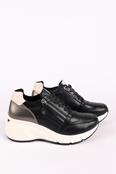 Hayati Arman Women's Wedge Sole Lace-Up Sneaker Black