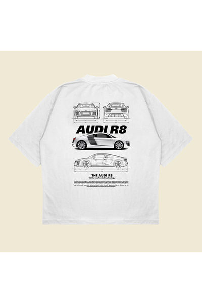 PURE POWER Tricou Audi R8 Boxy Fit supradimensionat unisex tricou – cu imprim...