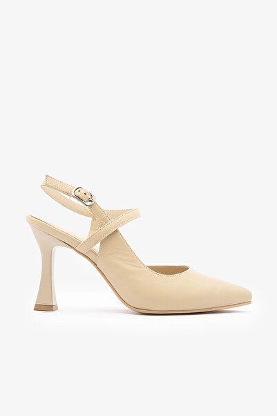 SAYL Бежови обувки от естествена кожа с отворена пета и каишка на глезена