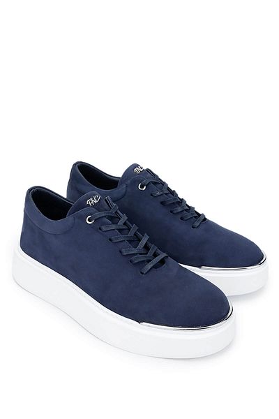 Tamer Tanca Men's Genuine Leather Navy Blue Nubuck Sneakers & Sports Shoes
