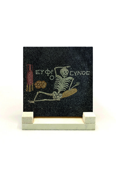 Souvenest Neşeli ol, hayatını yaşa (İskelet Mozaiği- Hatay) Baskılı Taş Masaü...