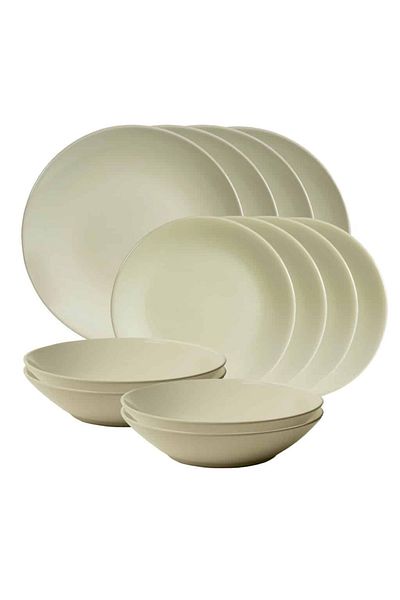 Cesiro 12-piece plate set, for 4 people, Milk Foam, Cesiro, Ivory white
