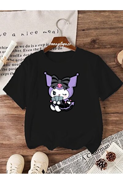 oneagılyazı Μωβ Kuromi Printed Παιδικό μπλουζάκι Oversize