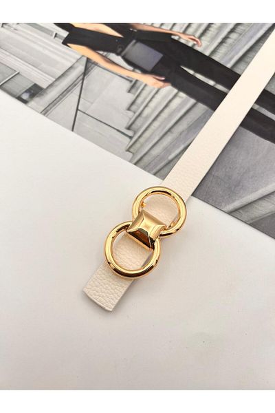 MODAM HİFA Pyramid Buckle Gold Women's Belt Trouser Belt Dress Belt Shirt Belt Coat Belt Thin Belt