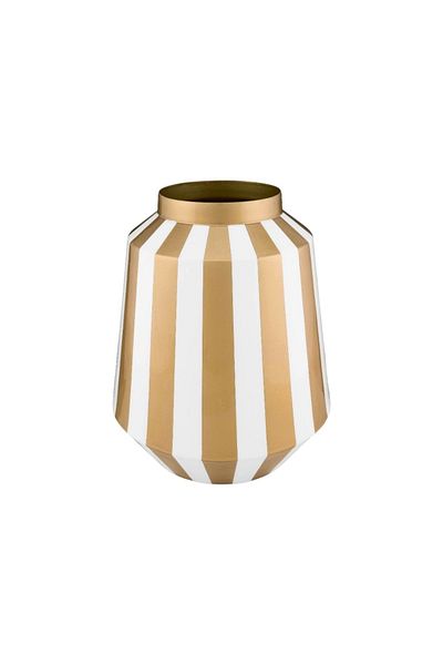 Pip Studio Vaza decorativă, din metal, Pip Studio, Stripes White Gold, 24x29 cm, colecția Royal Dot Delight