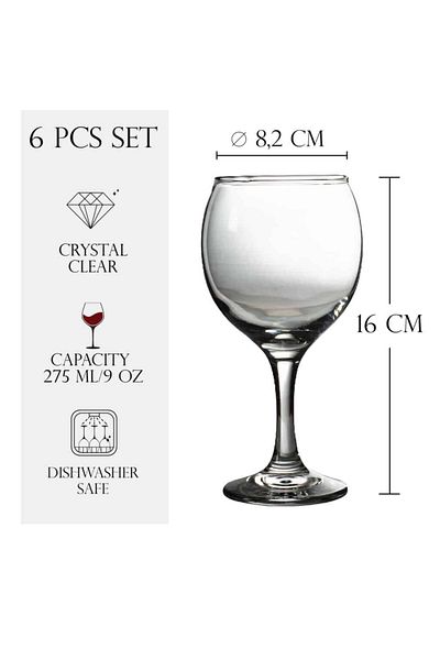 Cesiro Set of 6 275 ml glasses with glass stem, Cesiro
