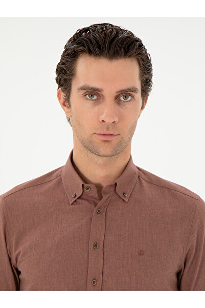 Cacharel Kiremit Slim Fit Uzun Kollu Gömlek 50291698-VR031