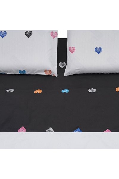 vanora Microfiber King size Bed set Hearts