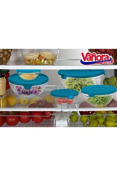 vanora SET 5 BOLURI DE STICLA CU CAPAC,ALBASTRU