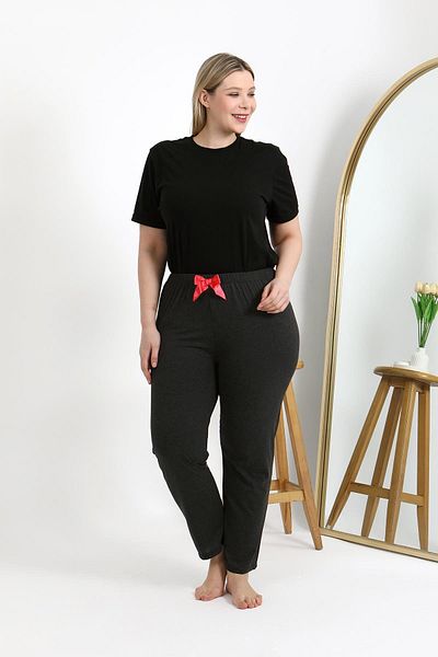 Akbeniz Women's Cotton Plus Size Bottom Pajamas - 27559 Anthracite