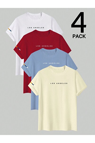 PAVRO Oversize Tshirt 4 τεμαχίων εμπριμέ πολύχρωμο μπλουζάκι